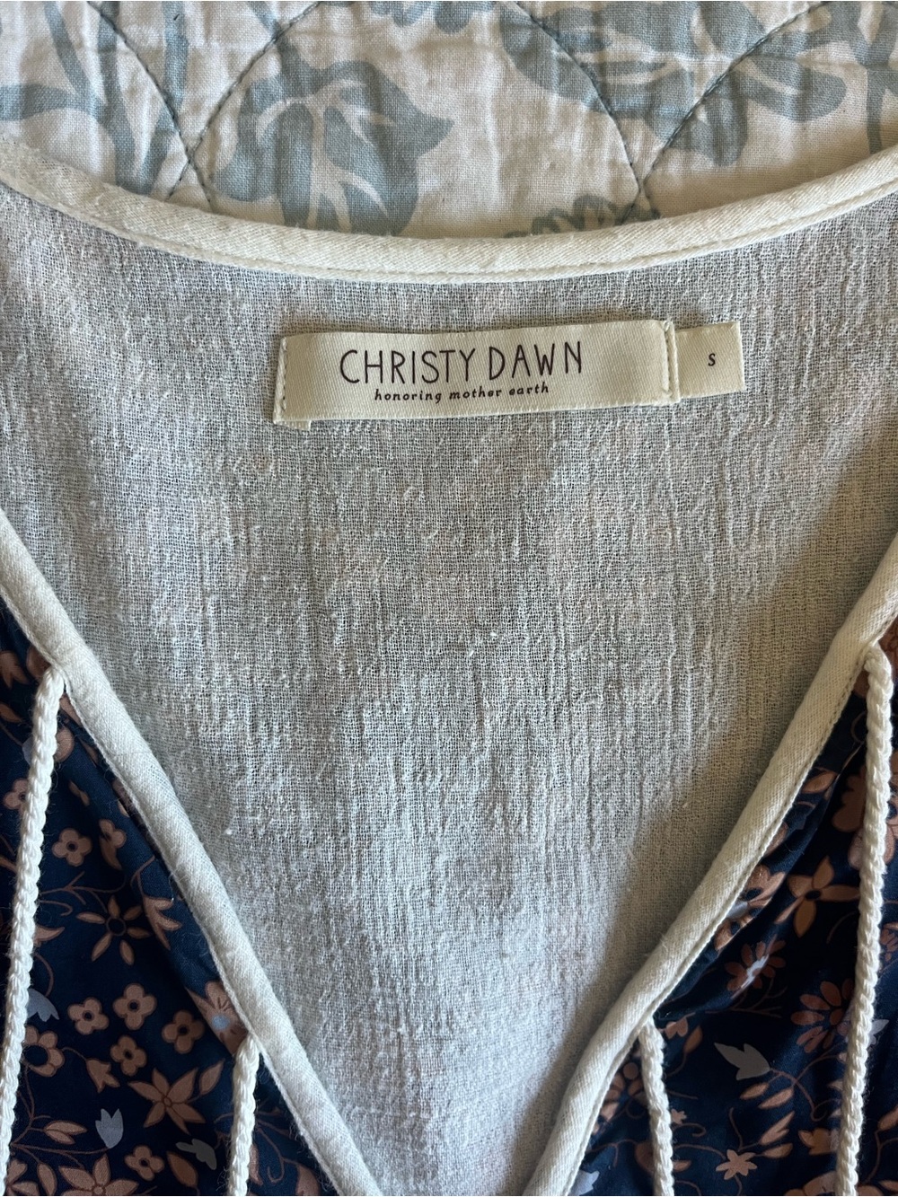 Christy Dawn Paloma Bohemian Floral Midi Dress in Navy Anenome Vine - Picture 10 of 10